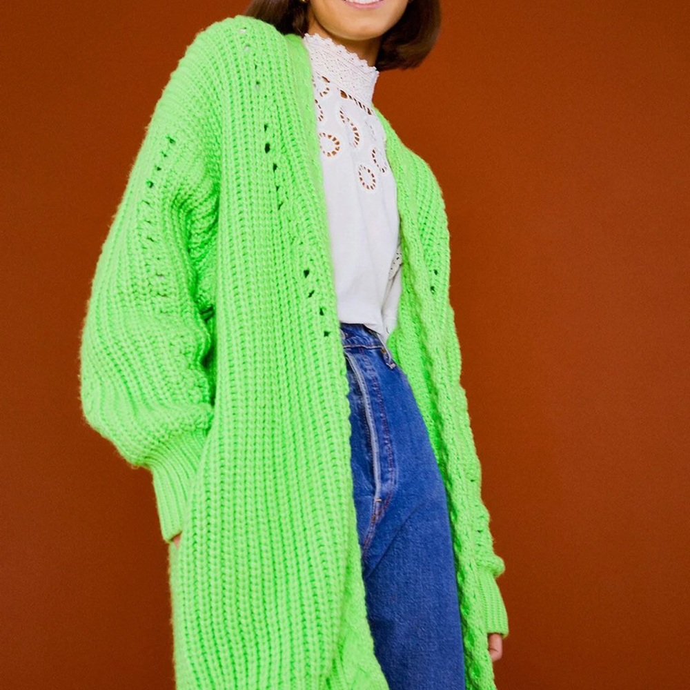 FARM RIO lime green sweater